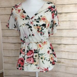 Faux Wrap Floral Top